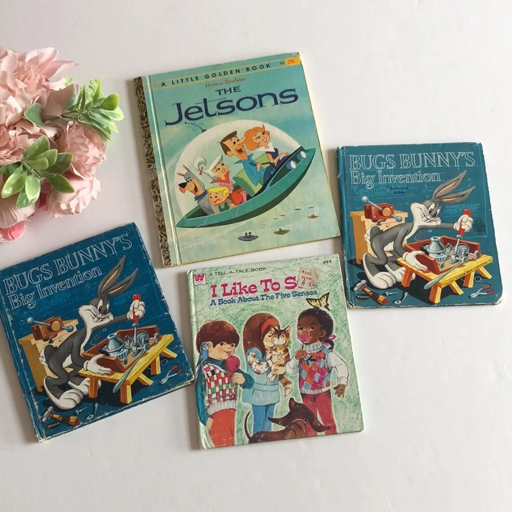 Tell a Tale Book 60s Bugs Bunny Hanna Barbera The Jetsons 1962 Golden book VTG